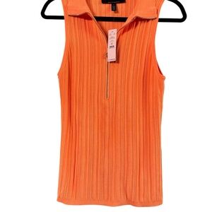 White House Black‎ Market Orange Ribbed Polo Tank Top #NWT